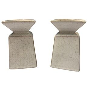 Scott‎ Living Ceramic Pyramid Candle Holders Set of 2 Speckled Ivory Modern